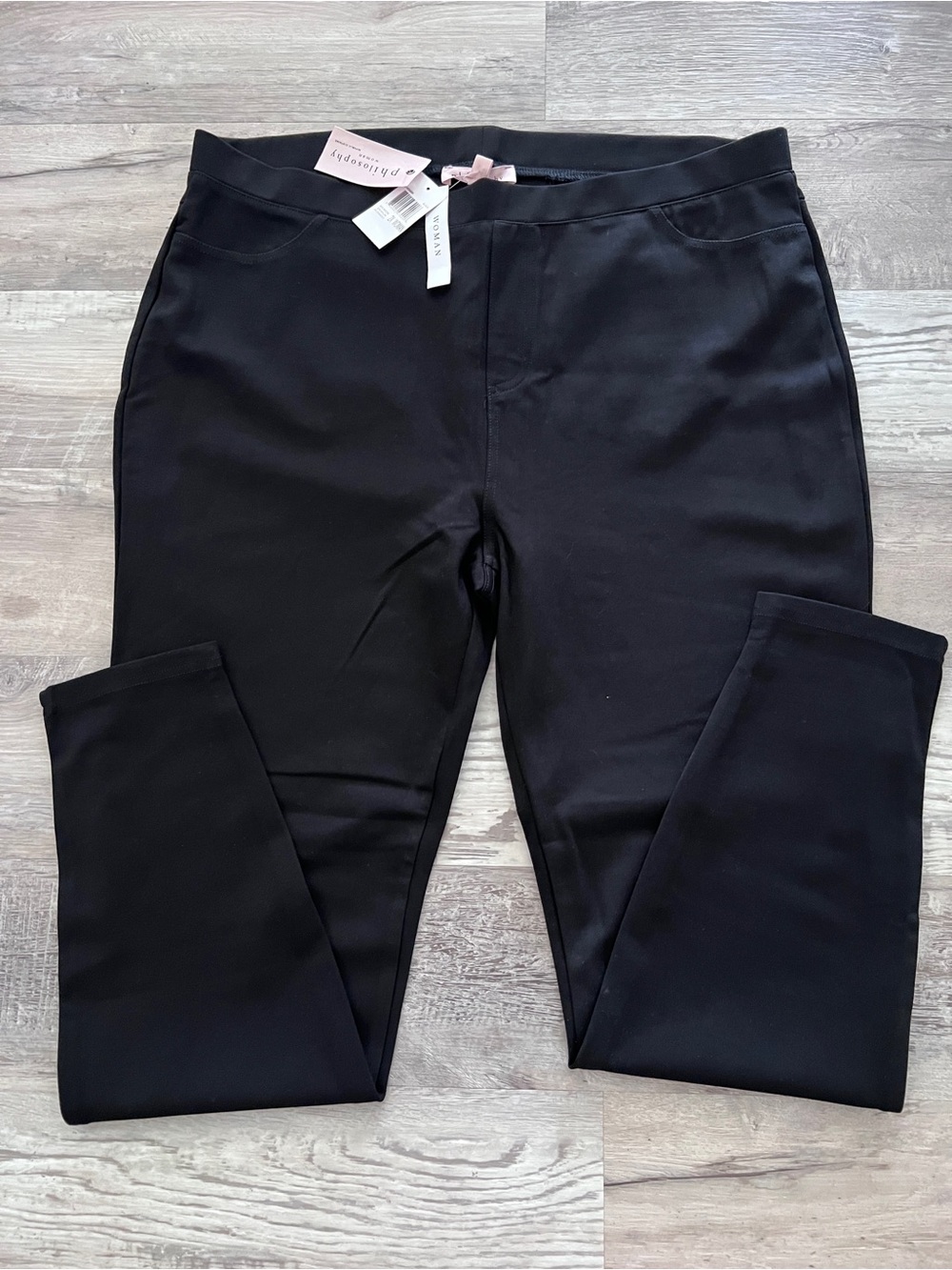 Philosophy Leggings Womens 2X Plus Black High Rise Stretch Ankle Pants NWT Philo